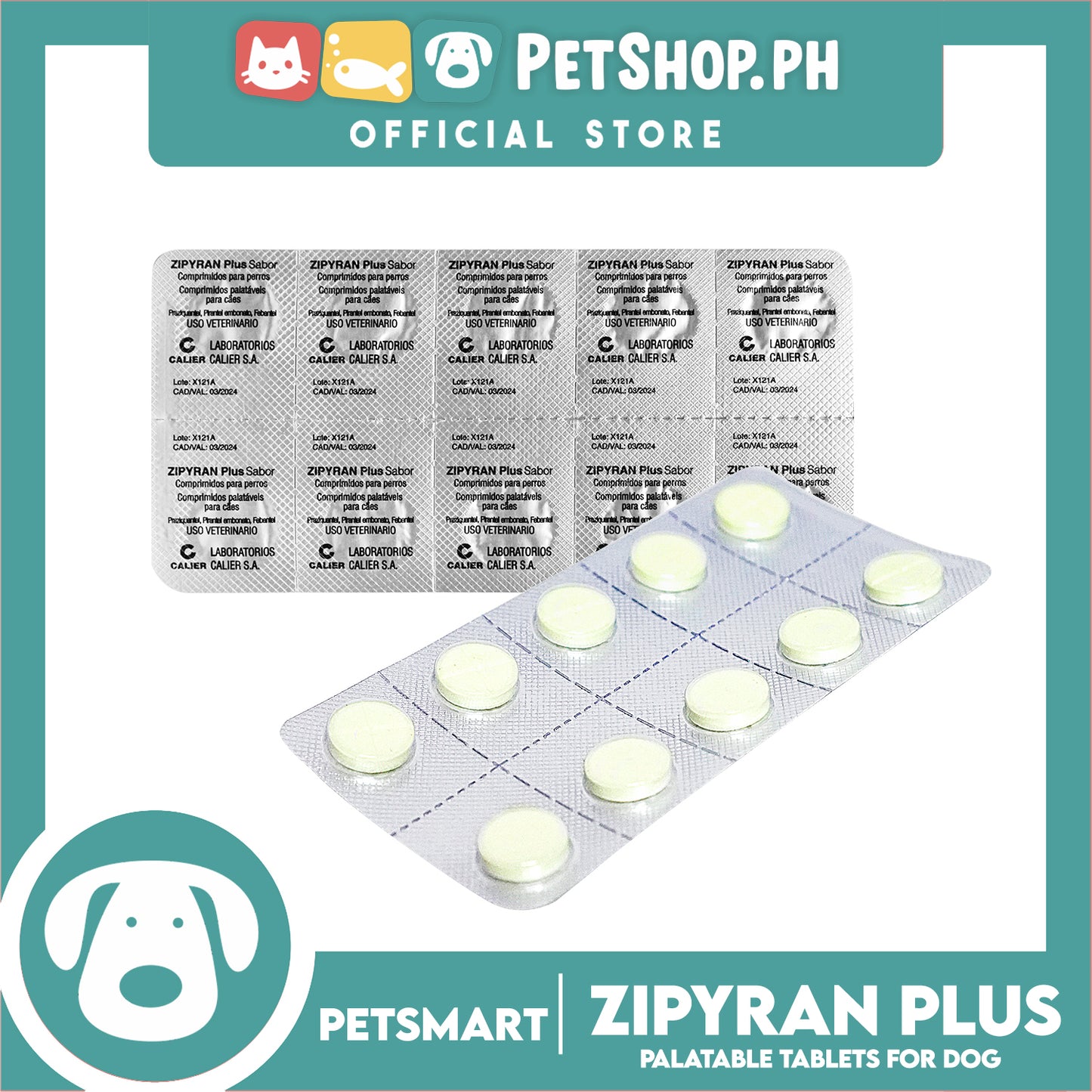 Kawu Zipyran Plus Sabor 10 Tablets, Treatment of Intestinal Parasites of Dogs