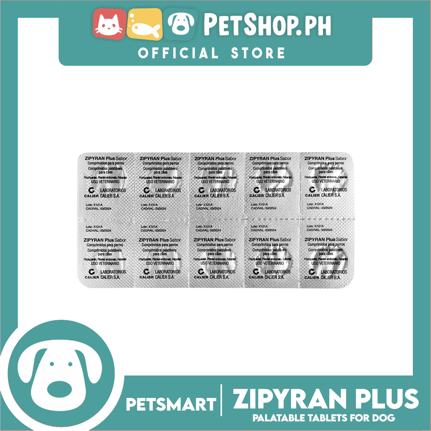 Kawu Zipyran Plus Sabor 10 Tablets, Treatment of Intestinal Parasites of Dogs