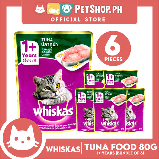 6pcs Whiskas Tuna Pouch Wet Cat Food 80g Tuna Flavour