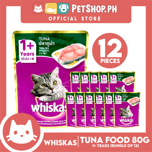 12pcs Whiskas Tuna Pouch Wet Cat Food 80g Tuna Flavour