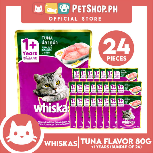 24pcs Whiskas Tuna Pouch Wet Cat Food 80g Tuna Flavour