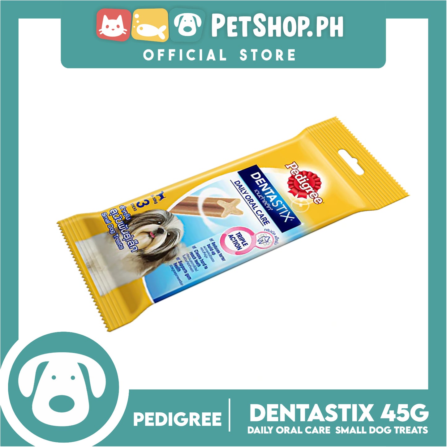 Pedigree Dentastix Mono 3s Small 5-10kg Daily Oral Care 45g Dog Treats