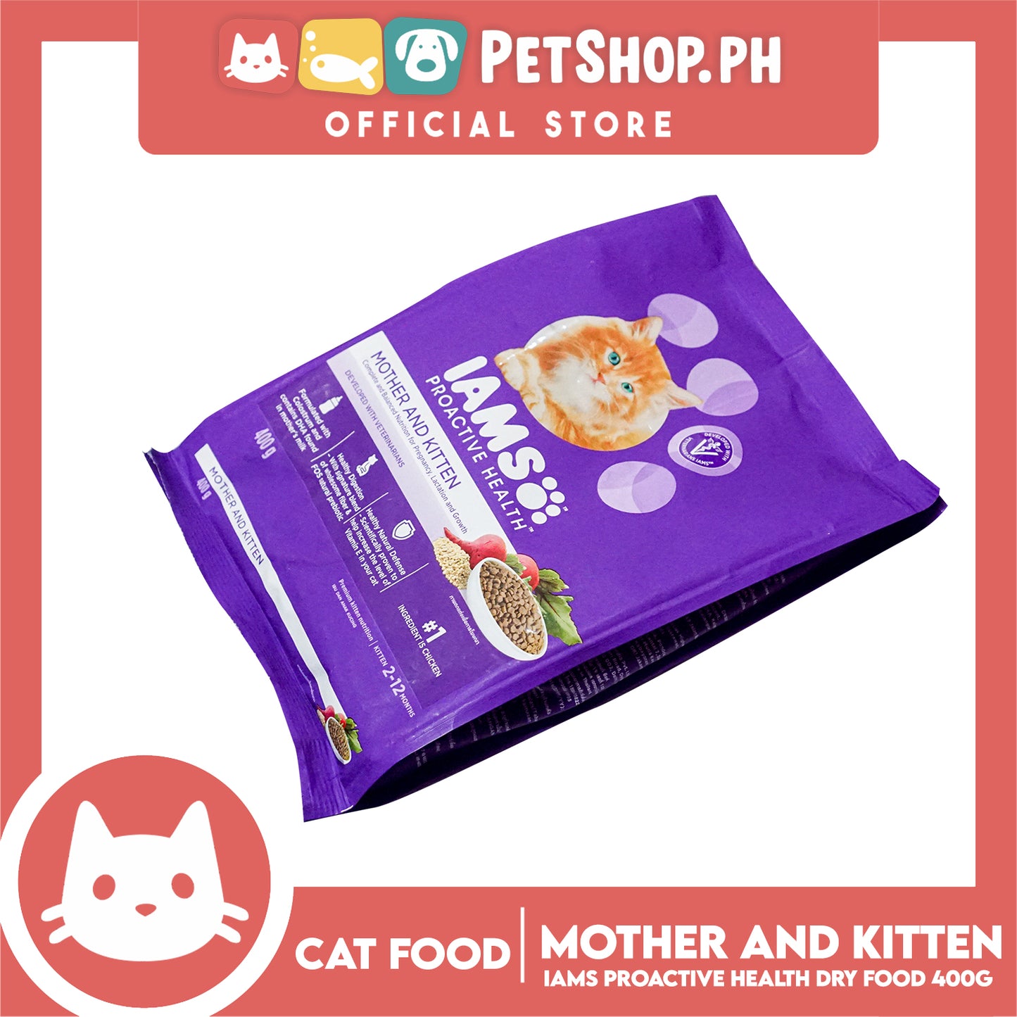 IAMS Proactive Health Mother and Kitten 400g for 2-12 months Dry Cat Food
