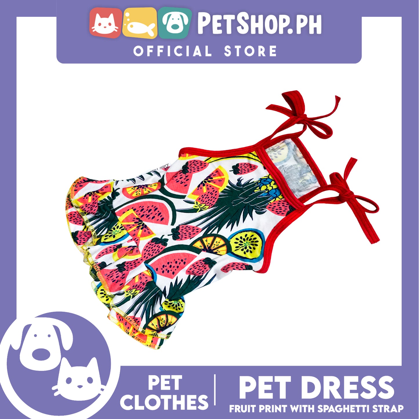 Pet Dress Fruit Print with Spaghetti Strap (Small) Pet Dress Clothes Perfect for Dogs