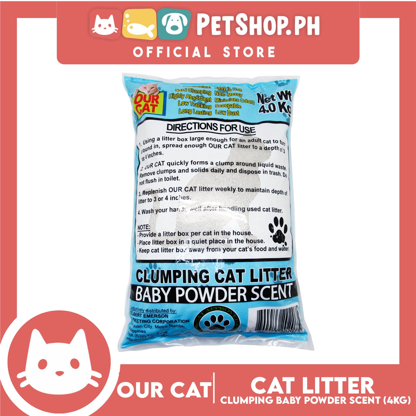 Our Cat Clumping Cat Litter Baby Powder Scent 4kg