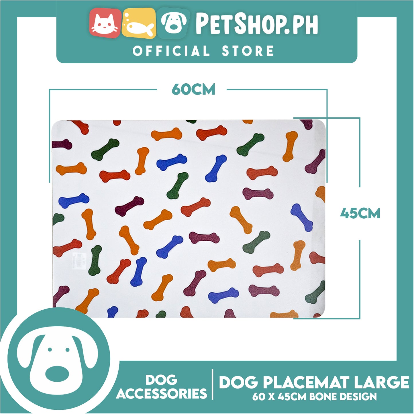 Pet Food Pad Placemat Large Bone Design For Dogs 60 x 45cm