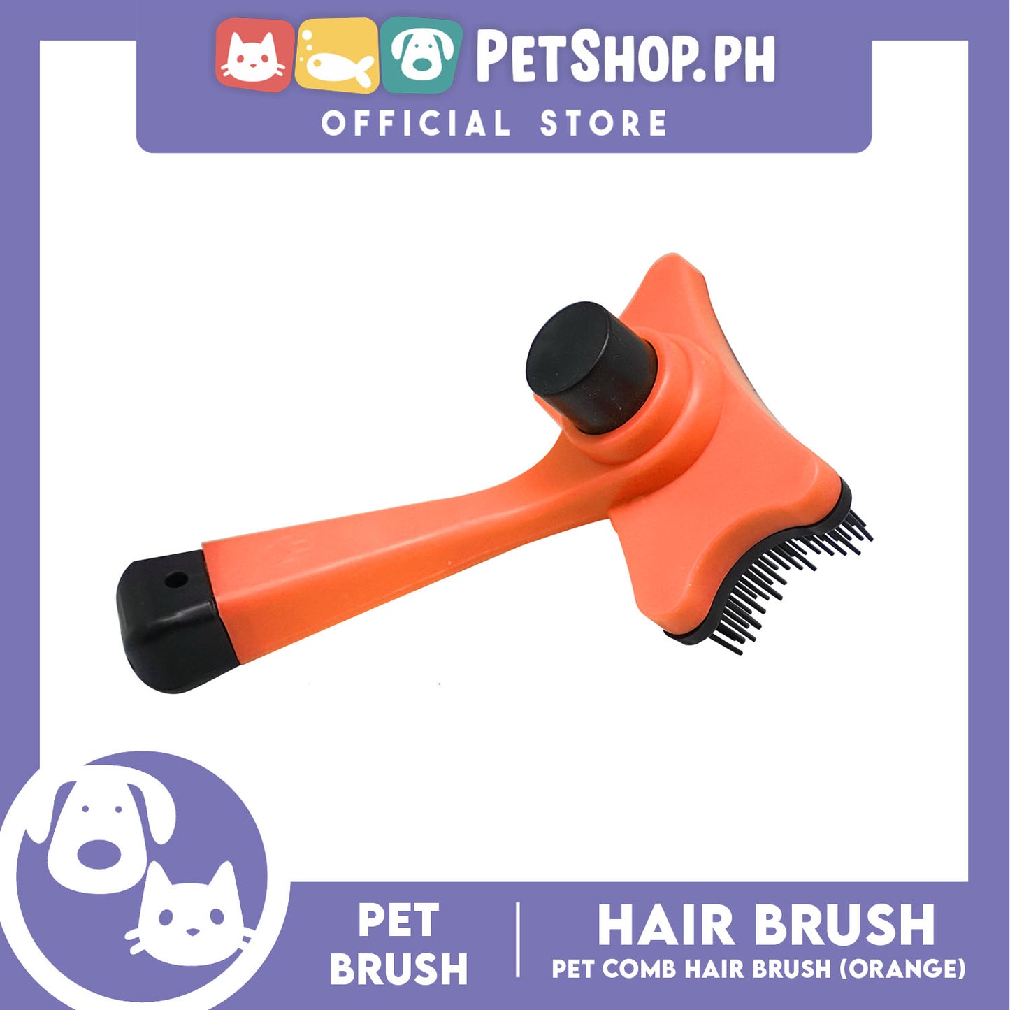Pet Comb Hair Brush (Orange) Fur Shedding Trimmer Grooming Professional Comb Brush Tool For Dogs And Cats
