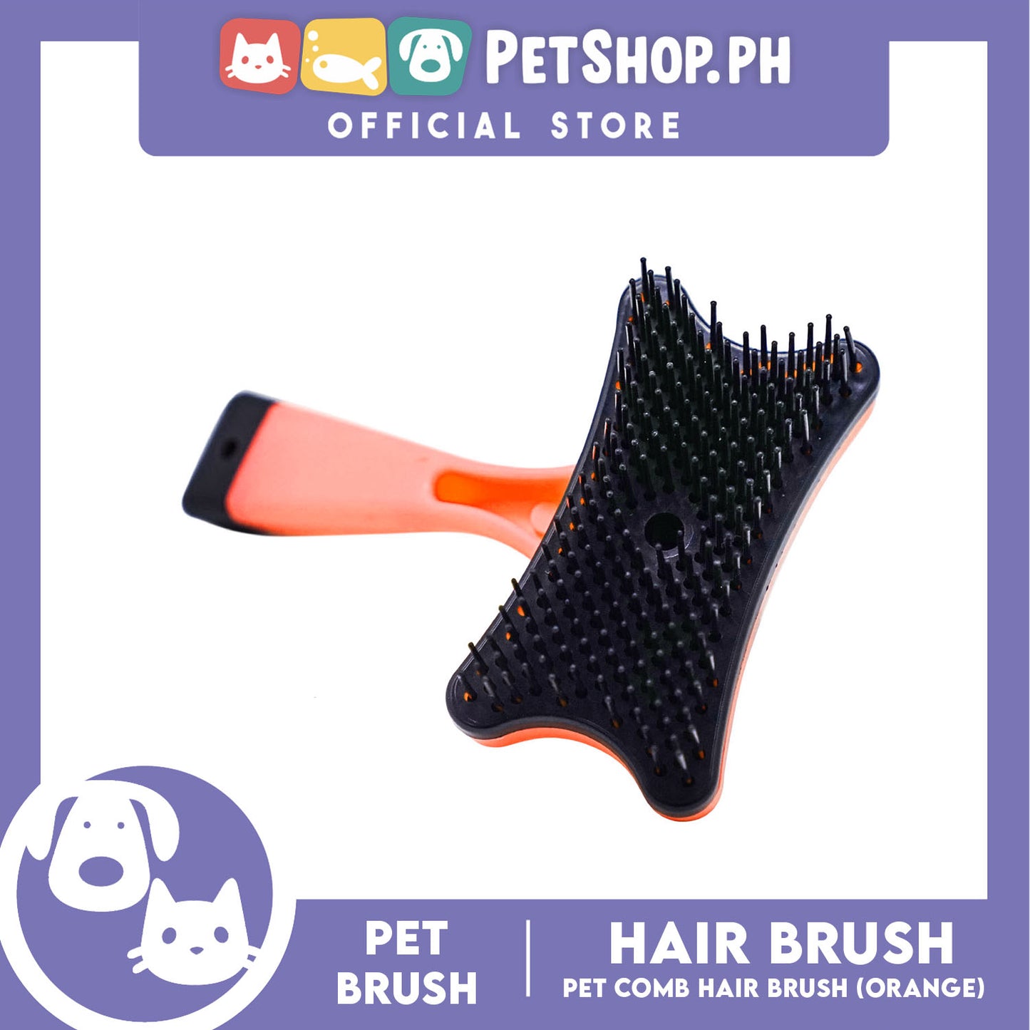 Pet Comb Hair Brush (Orange) Fur Shedding Trimmer Grooming Professional Comb Brush Tool For Dogs And Cats