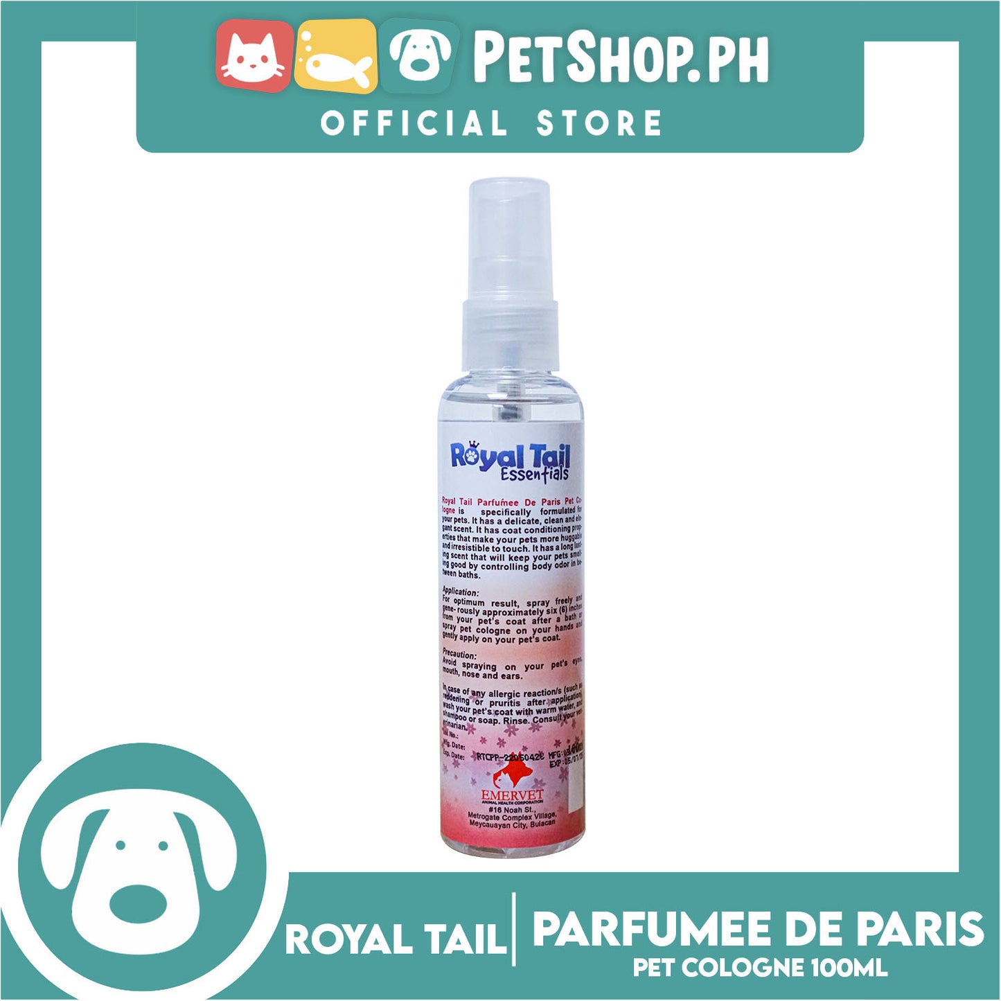 Royal Tail Essentials Pet Cologne (Parfumee de Paris) 100ml