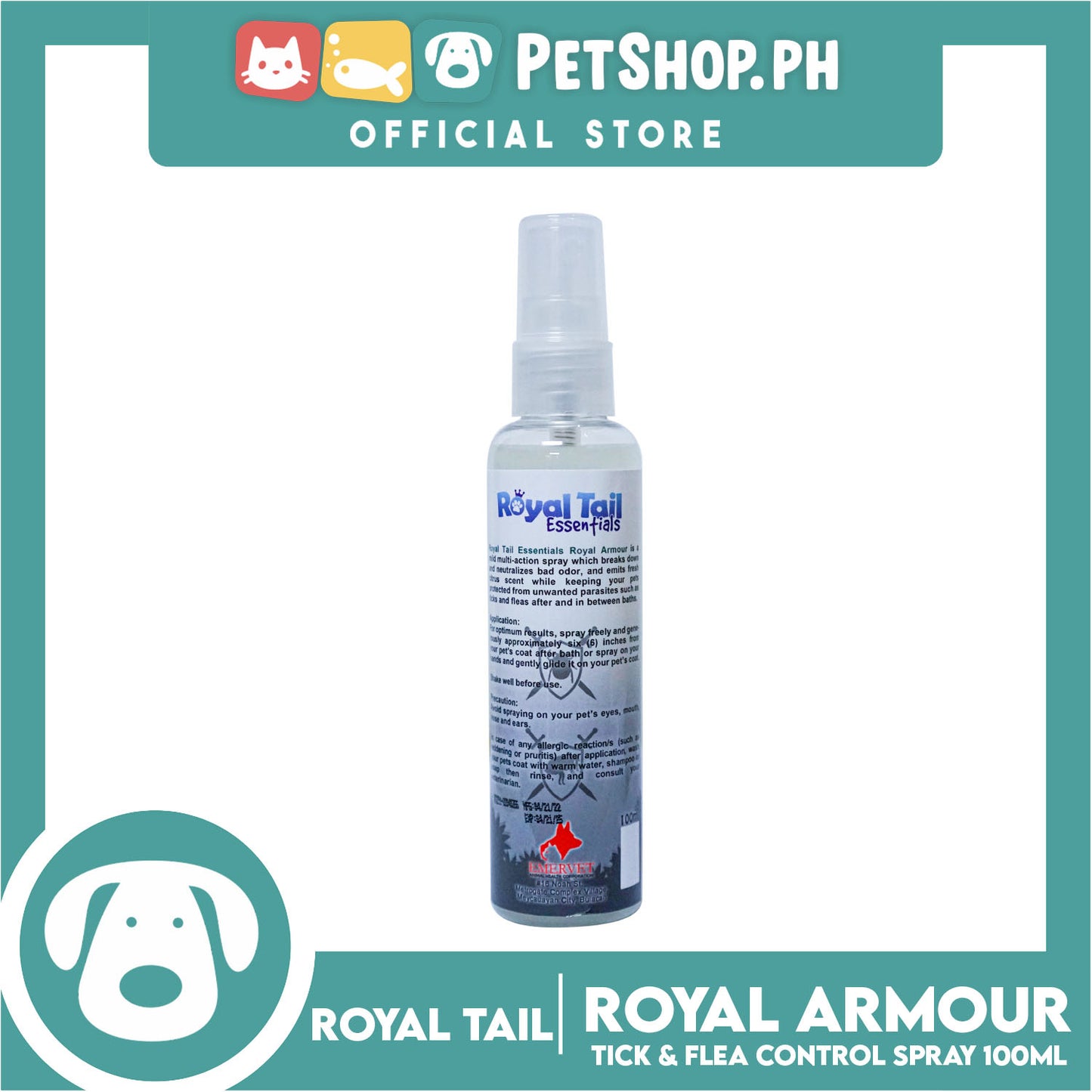 Royal Tail Essentials Tick and Flea Control Spray (Royal Armour) 100ml