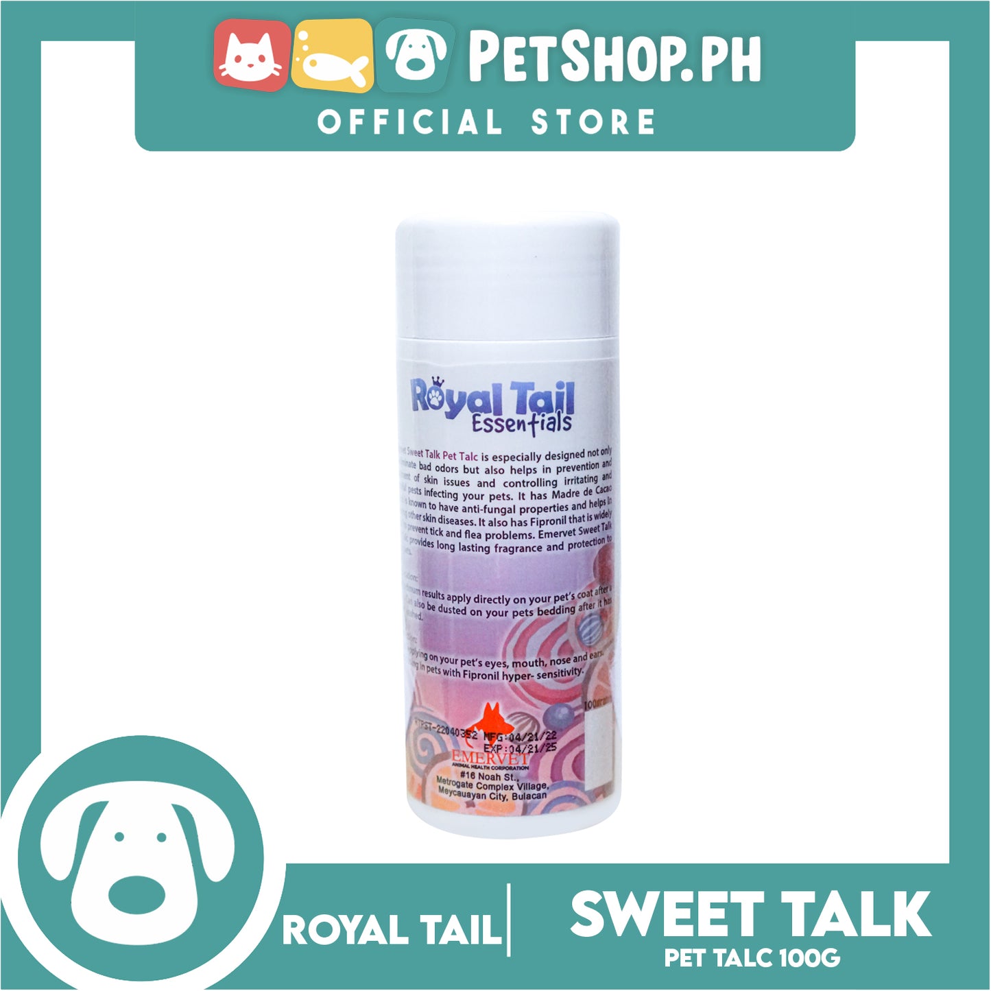 Royal Tail Essentials Pet Talc 100g (Anti Fungal Powder) Sweet Talk