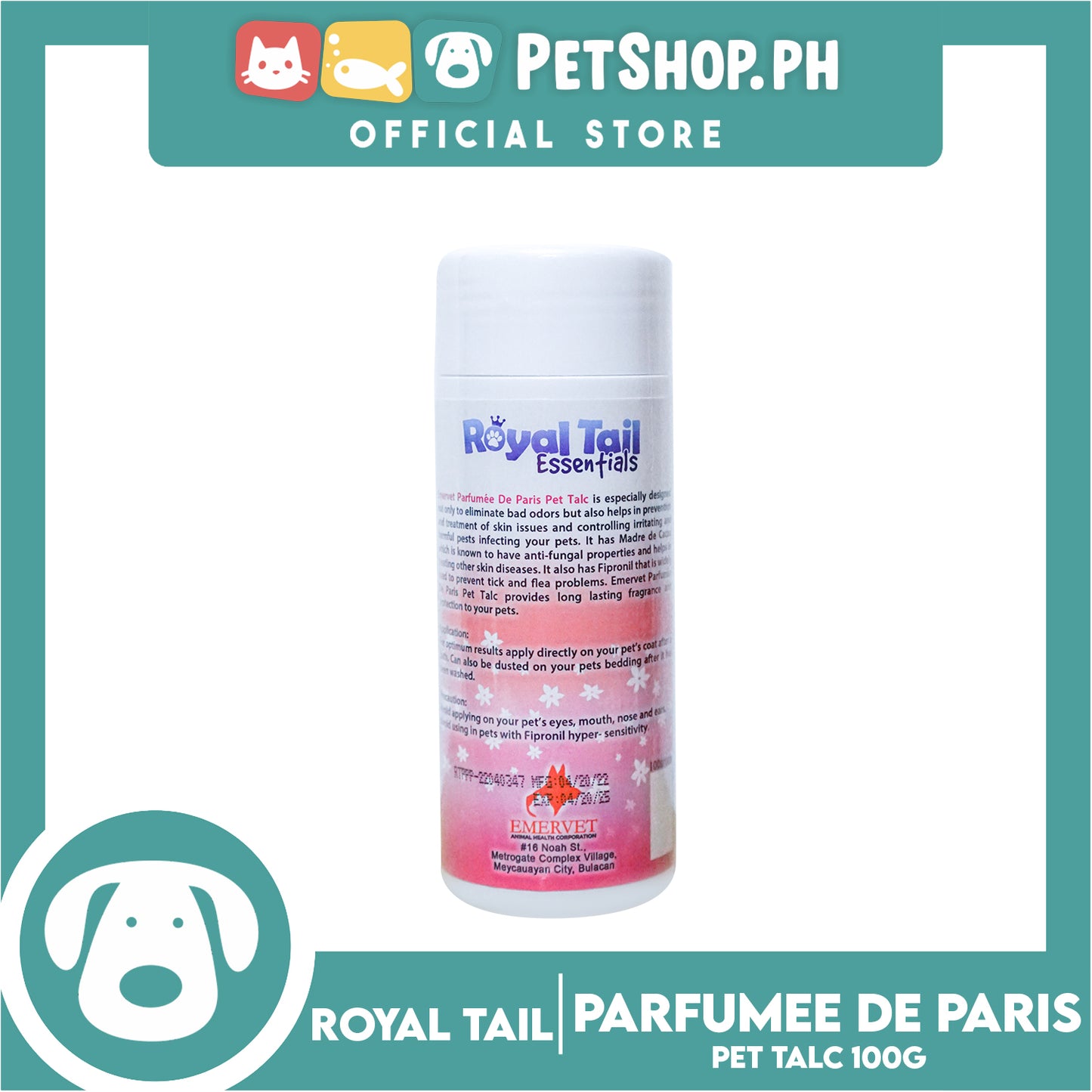 Royal Tail Essentials Pet Talc 100g ( Anti Fungal Powder) Parfumee De Paris