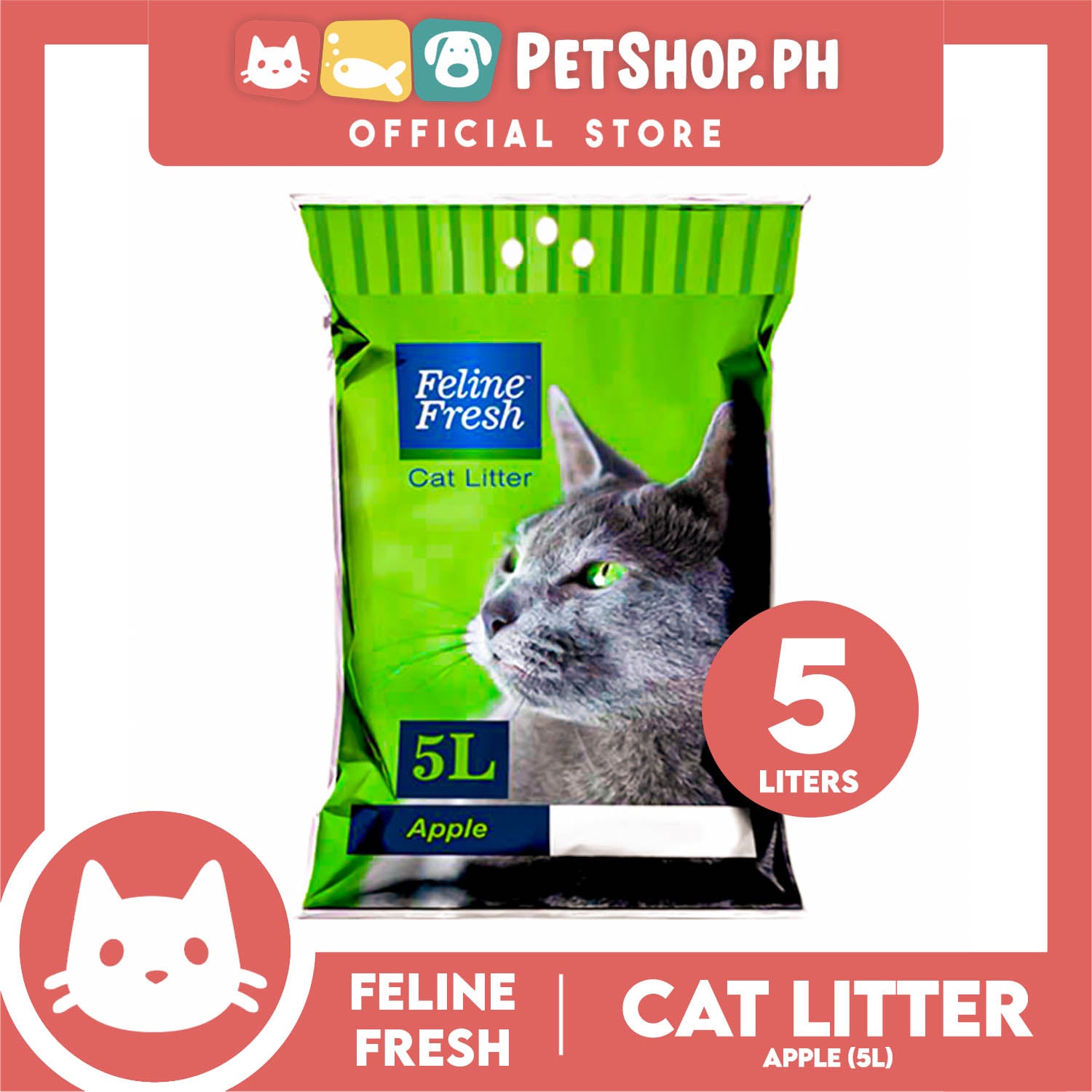 Feline Fresh Cat Litter Sand Liters (Apple Scent) 99% Dust-Free, High Absorbency, Minimal Tracking For Cats Of All Ages