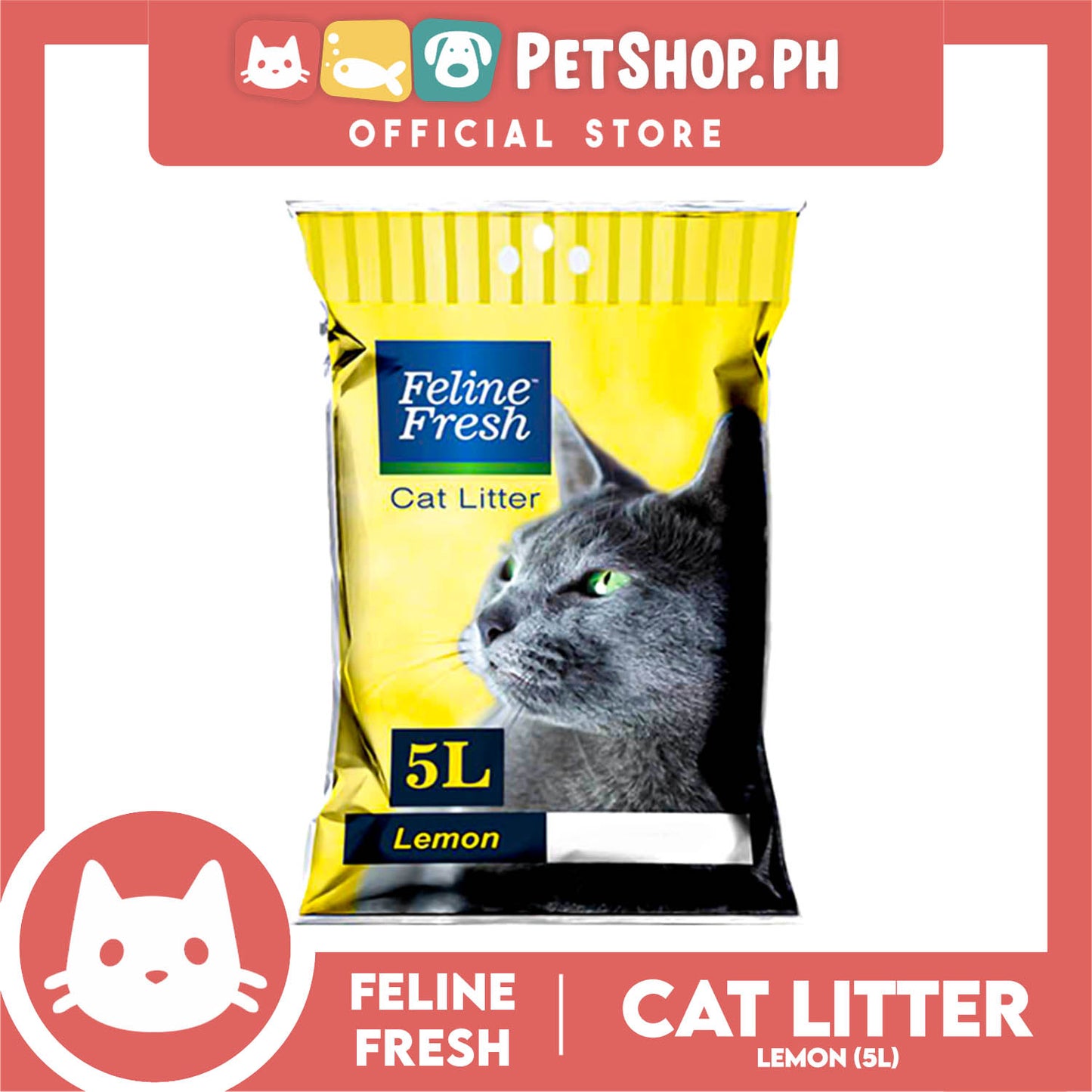 Feline Fresh Cat Litter Sand 5 Liters (Lemon Scent) 99% Dust-Free, High Absorbency, Minimal Tracking For Cats Of All Ages