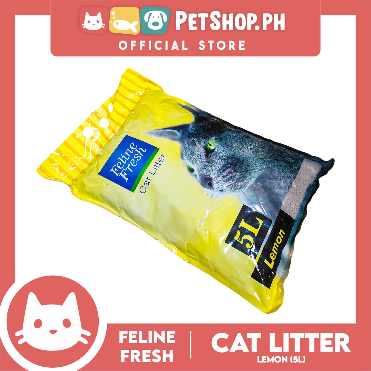 Feline Fresh Cat Litter Sand 5 Liters (Lemon Scent) 99% Dust-Free, High Absorbency, Minimal Tracking For Cats Of All Ages