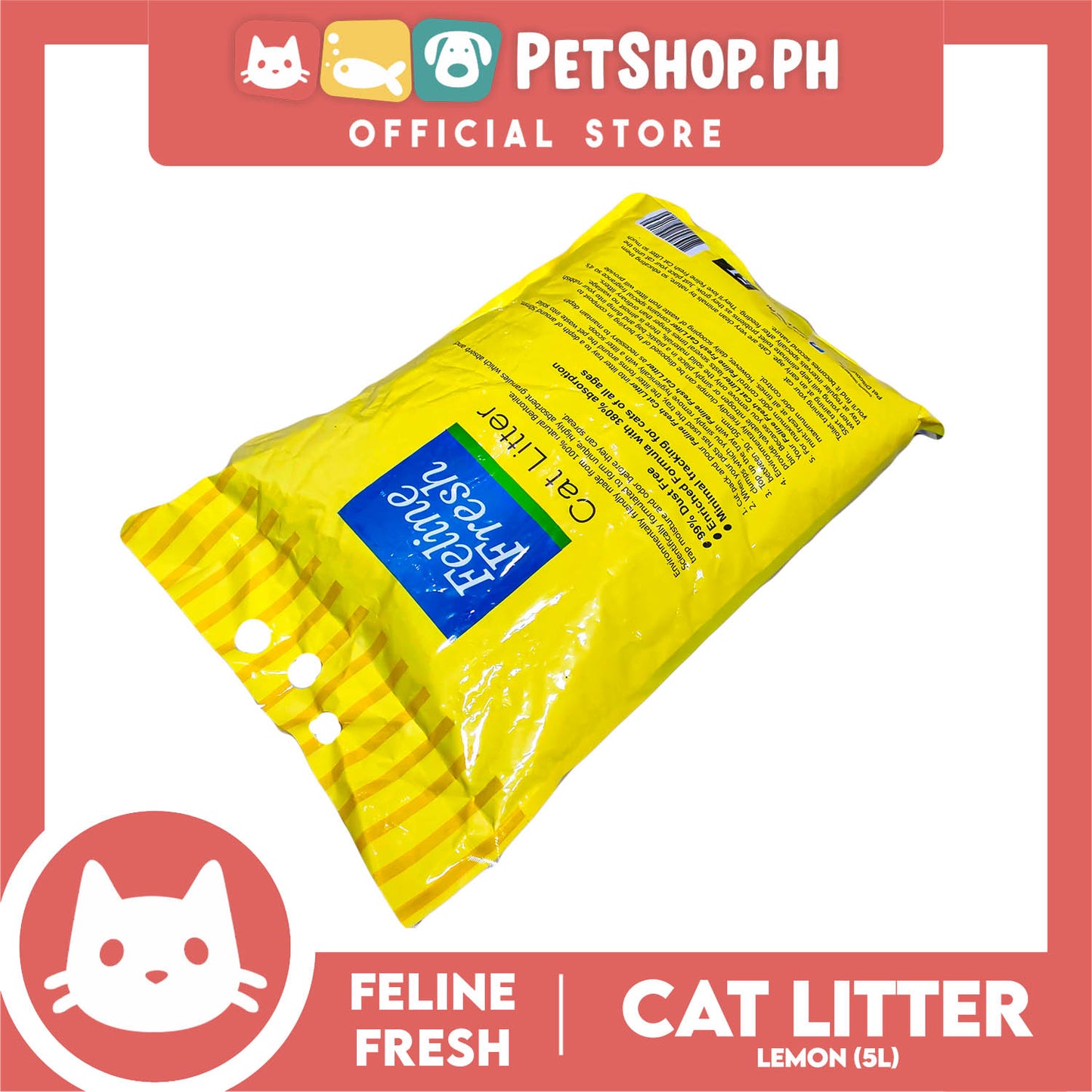Feline Fresh Cat Litter Sand 5 Liters (Lemon Scent) 99% Dust-Free, High Absorbency, Minimal Tracking For Cats Of All Ages