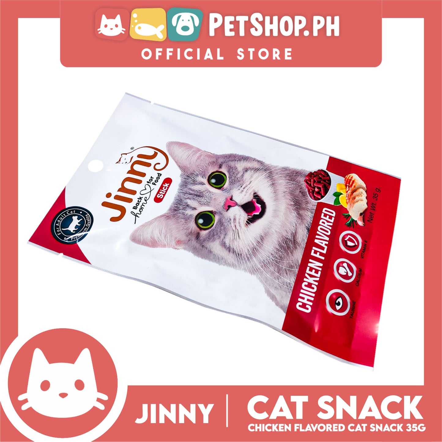 Jinny Cat Stick Treats 35g (Chicken Flavored) Cat Food, Cat Snacks