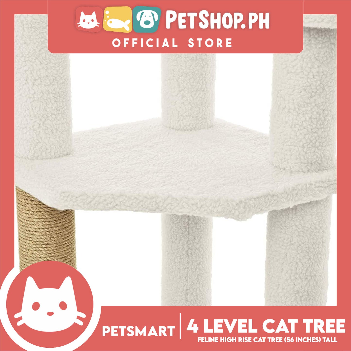 Cat Scratcher Feline High Rise 4-Level Cat Tree Tower Condo 24L x 24W x 56H (Roman 2887709) Premium Cats Scratcher Sisal Scratch, Pet Furniture Cats, Cats Climbing Tower, Pet Cats Scratcher