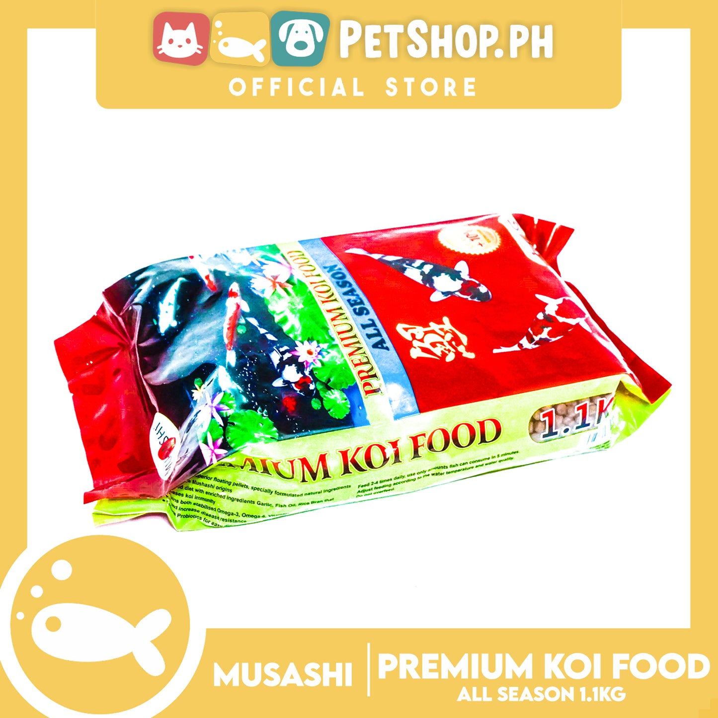 Musashi Koi Premium Koi Food 1.1kg (Healthy Natural Growth) Contains Superior Floating Pellets, Fish Food