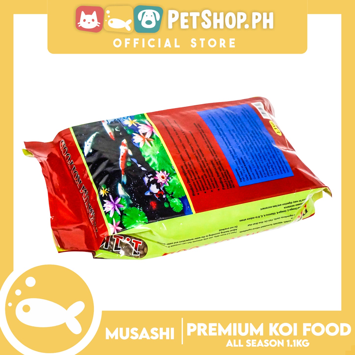 Musashi Koi Premium Koi Food 1.1kg (Healthy Natural Growth) Contains Superior Floating Pellets, Fish Food