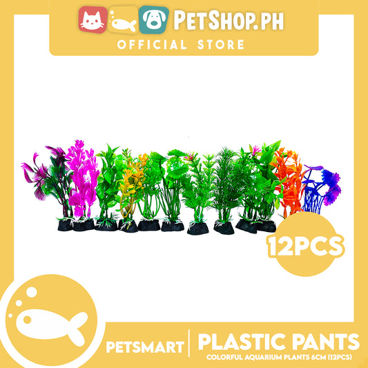 6cm Plastic Plant For Aquarium, Artificial Fish Tank Water Grass Plants Set Of 12pcs (Assorted Designs And Colors) Aquarium Plant Ornament Decoration Accessories