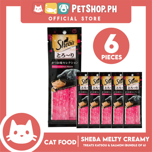 6pcs Sheba Melty Katsou and Salmon Creamy Cat Treat 24g Premium Cat Snack Food