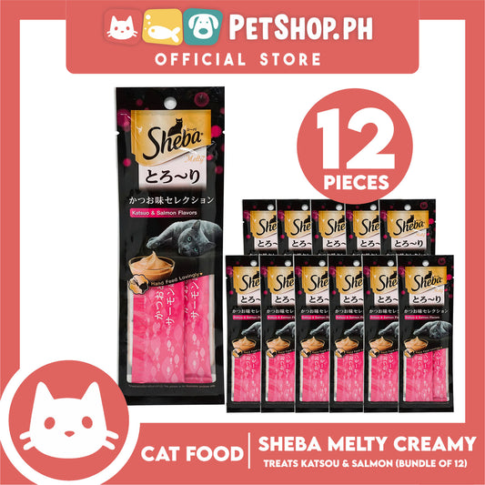 12pcs Sheba Melty Katsou and Salmon Creamy Cat Treat 24g Premium Cat Snack Food