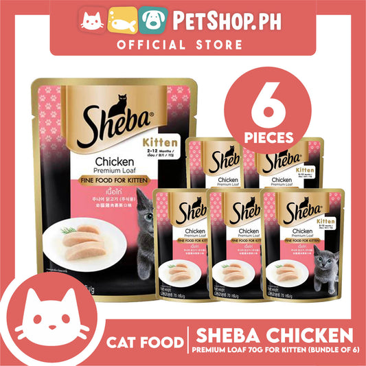 6pcs Sheba Kitten Chicken Premium Loaf 70g Fine Food for Kitten