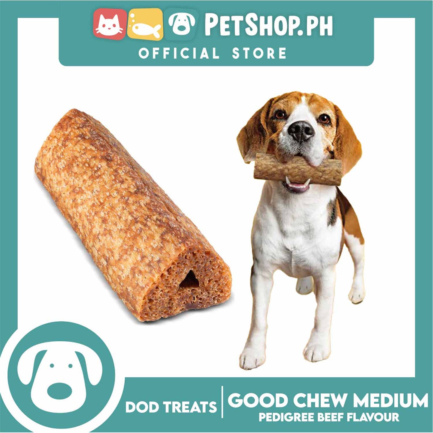 Pedigree Good Chew For Medium Dogs 10-25kg (Beef Flavor) Easily Digestible, Tooth Friendly, Deliciously Long Lasting Chew, Rawhide Free, Dog Chews, Dental Treats