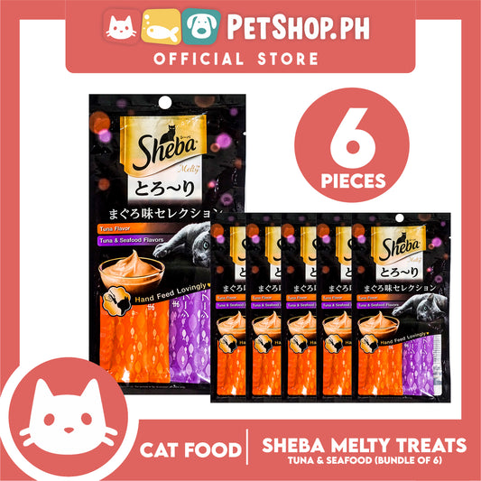 6pcs Sheba Melty Tuna Seafood Flavors Hand Feed Lovingly 12g x 24 sachets Cat Treats