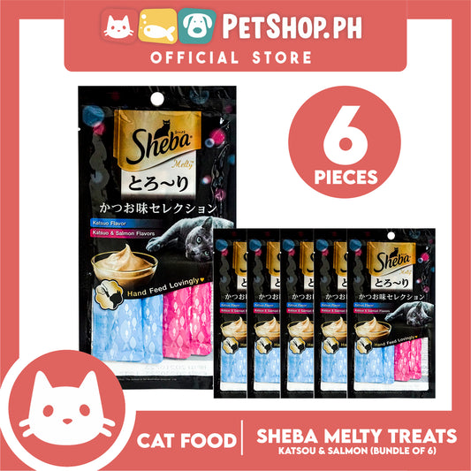 6pcs Sheba Melty Katsuo and Salmon Flavors Hand Feed Lovingly 12g x 24 sachets Cat Treats