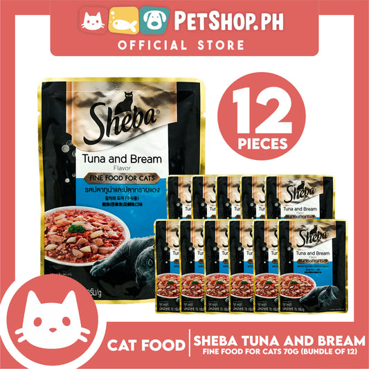 12pcs Sheba Tuna and Bream Flavor 70g Fine Food for Cats