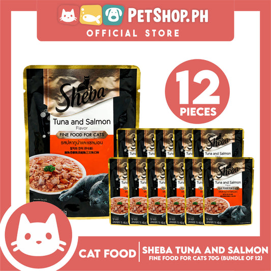 12pcs Sheba Tuna and Salmon Flavor 70g Fine Food for Cats