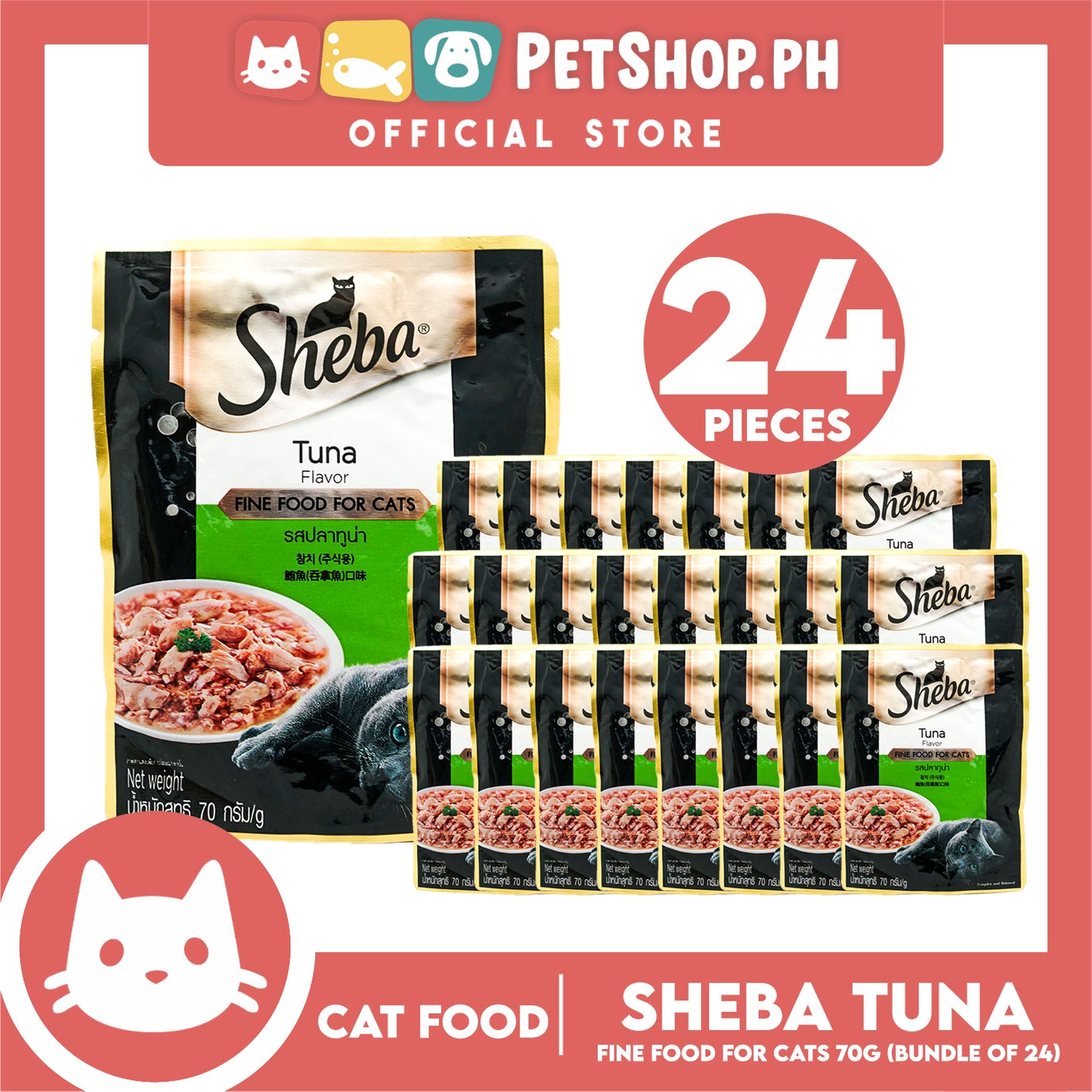 24pcs Sheba Tuna Flavor 70g Fine Food for Cats