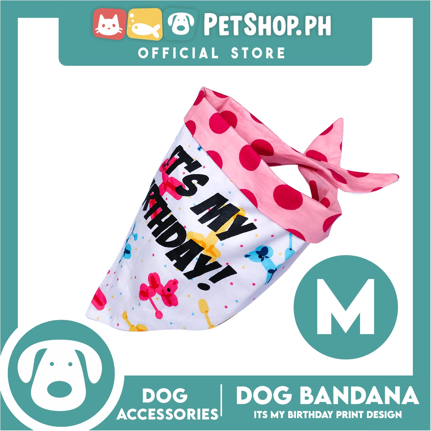 Pet Bandana Collar Scarf Reversible Its's My Birthday! Designs DB-CTN28M (Medium) Perfect Fit For Dogs And Cats, Breathable, Soft Lightweight Pet Bandana