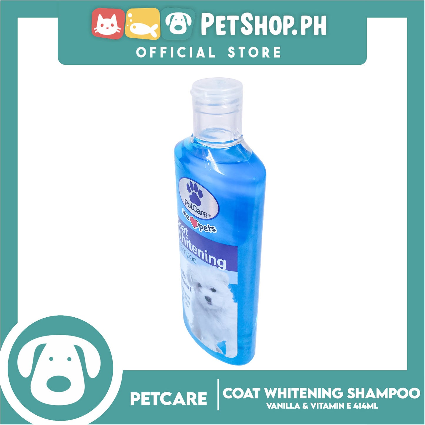 Pet Care Coat Whitening Shampoo 414ml (Vanilla And Vitamin E) Helps Brighten And Shine, White And Light Color Coats, Dog Shampoo