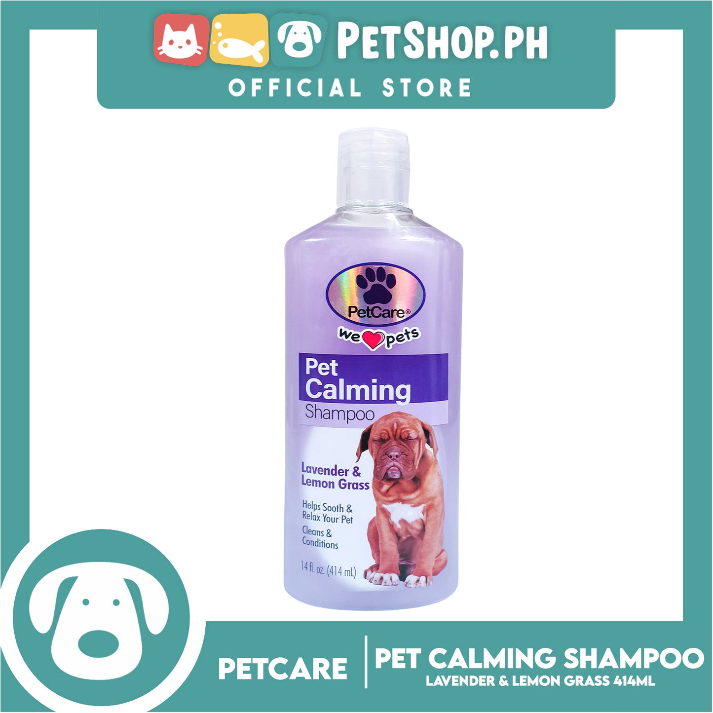 Pet Care Pet Calming Shampoo 414ml (Lavender And Lemon Grass) Helps Sooth And Relax Your Pet, Cleans And Conditions, Dog Shampoo