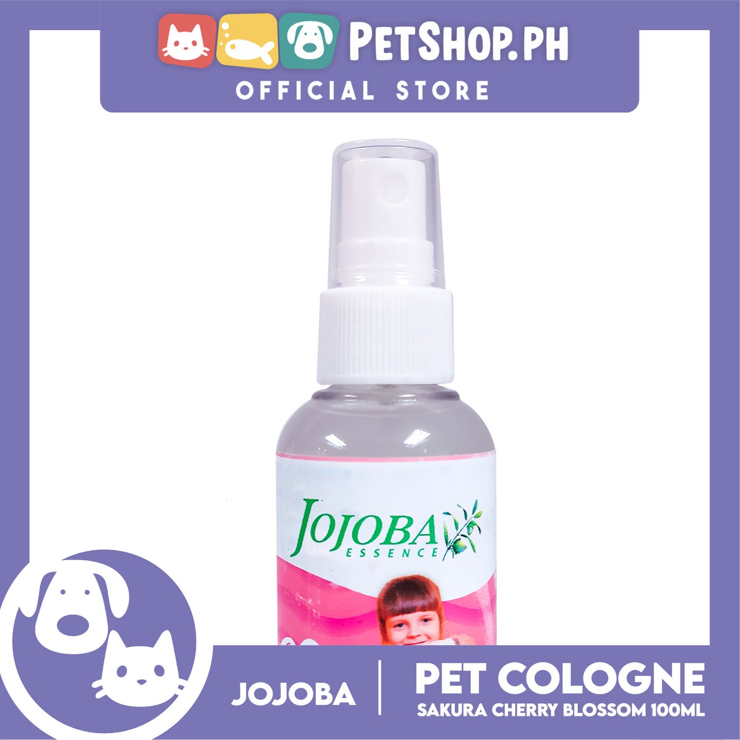 Jojoba Essence Pet Cologne Spray 100ml (Sakura Cherry Blossom Scent) Organic, Hypo Allergenic, Long Lasting Scent, Pet Cologne For Cats And Dogs