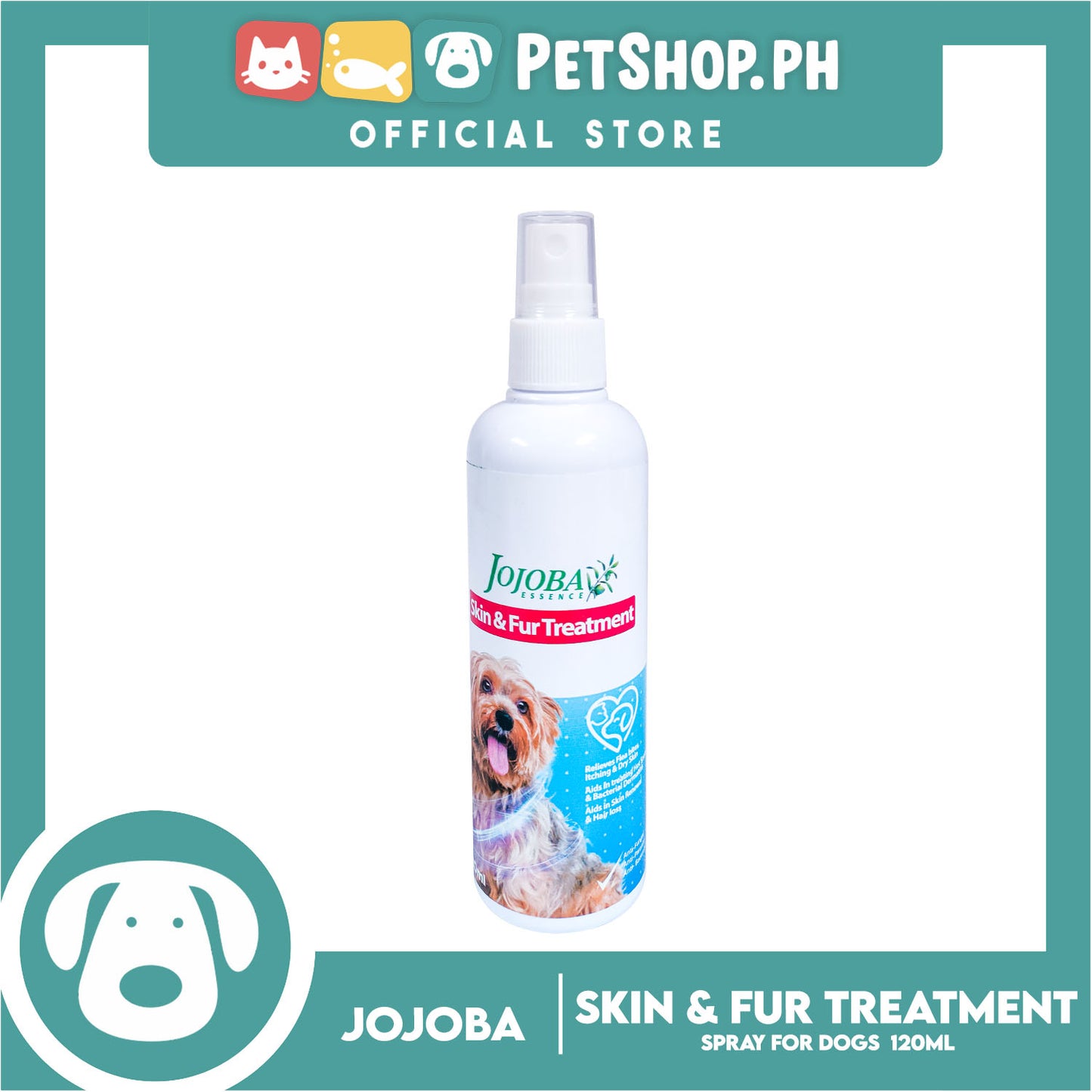 Jojoba Essence Skin And Fur Treatment Spray 120ml Anti-Fungal, Anti-Parasite, Anti-Bacterial For Dogs