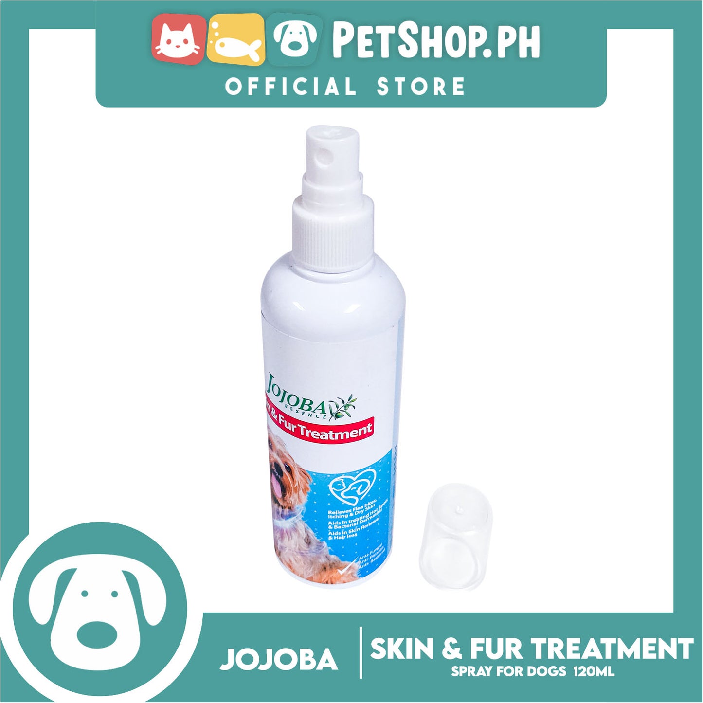Jojoba Essence Skin And Fur Treatment Spray 120ml Anti-Fungal, Anti-Parasite, Anti-Bacterial For Dogs
