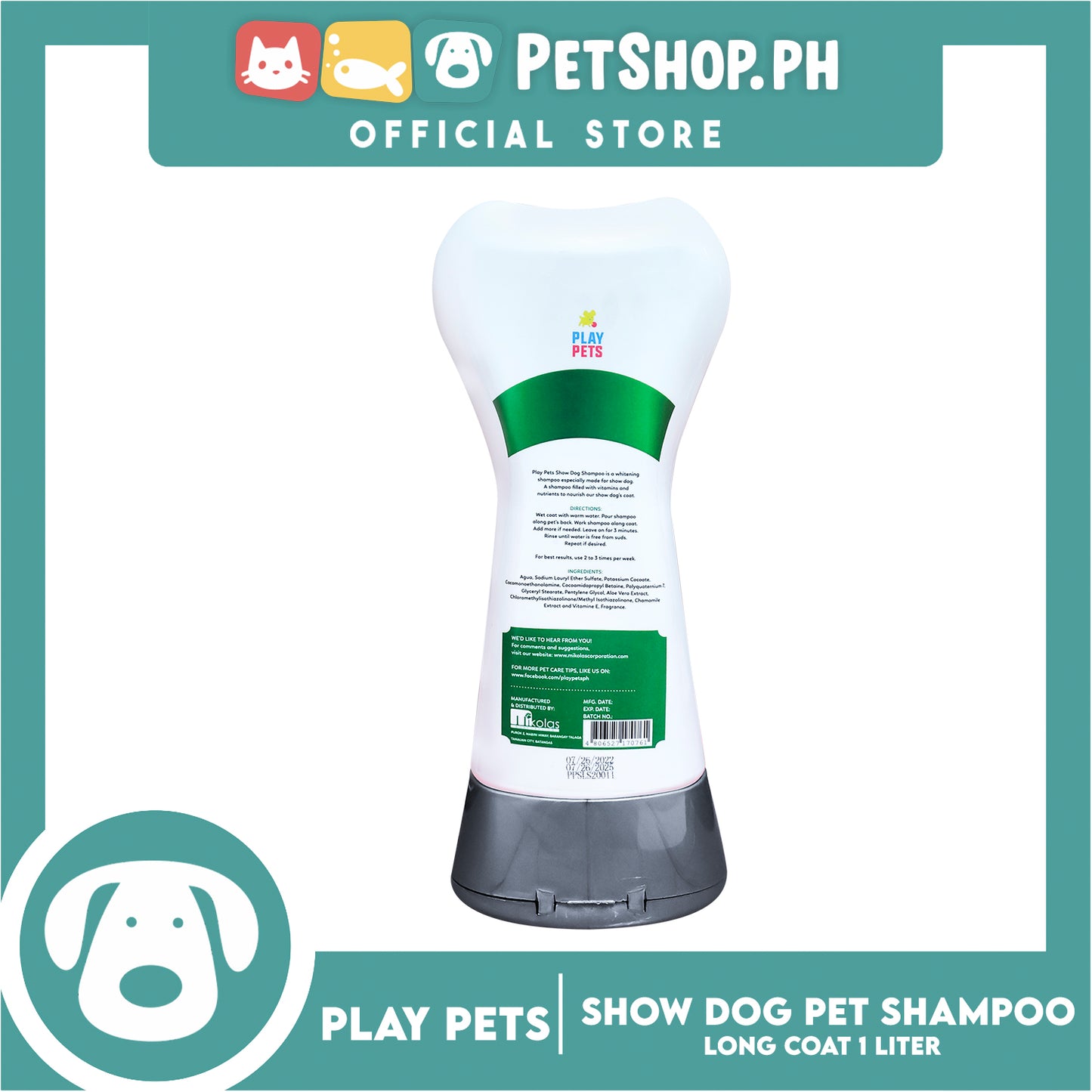 Play Pets Show Dog Pet Shampoo Long Coat 1000ml Whitening Dog Shampoo, Dog Grooming
