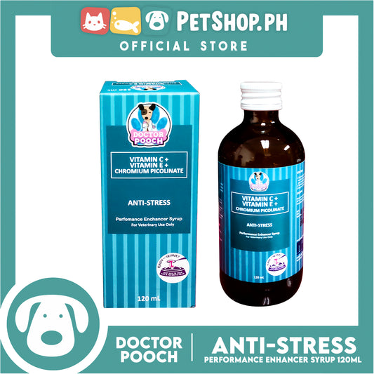 Doctor Pooch Anti Stress Multivitamins 120ml Vitamin C + Vitamin E + Chromium Picolinate For Puppies And Adult Dogs