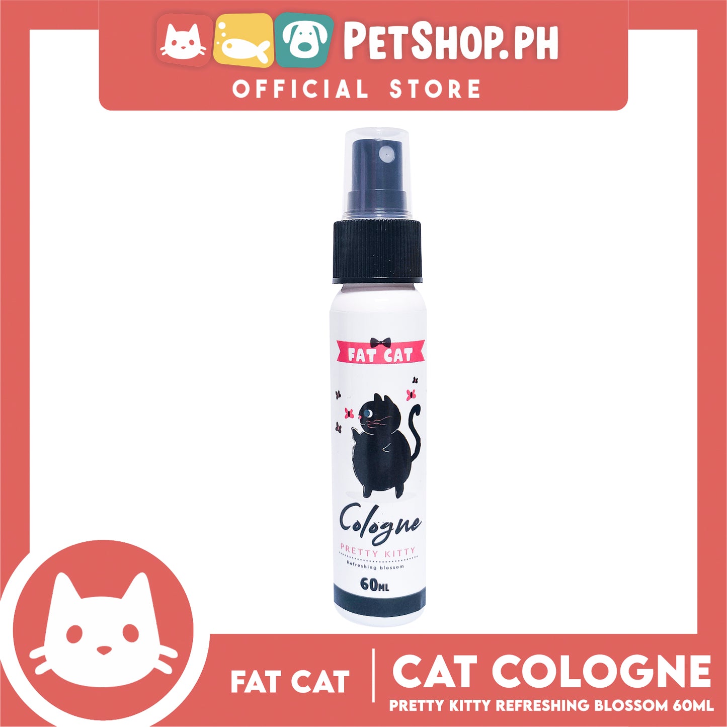 Fat Cat Cologne Pretty Kitty Spray 60ml Refreshing Blossom, Cats Perfume, Cats Cologne