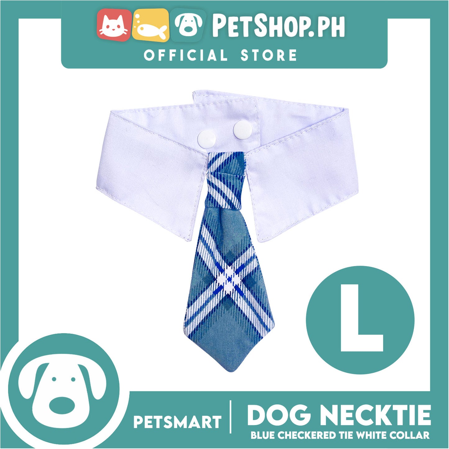 Pet Necktie Bandana Collar Scarf Blue Checkered Design DB-CTN31L (Large) Perfect Fit For Dogs And Cats, Breathable, Soft Lightweight Pet Bandana Collar Scarf