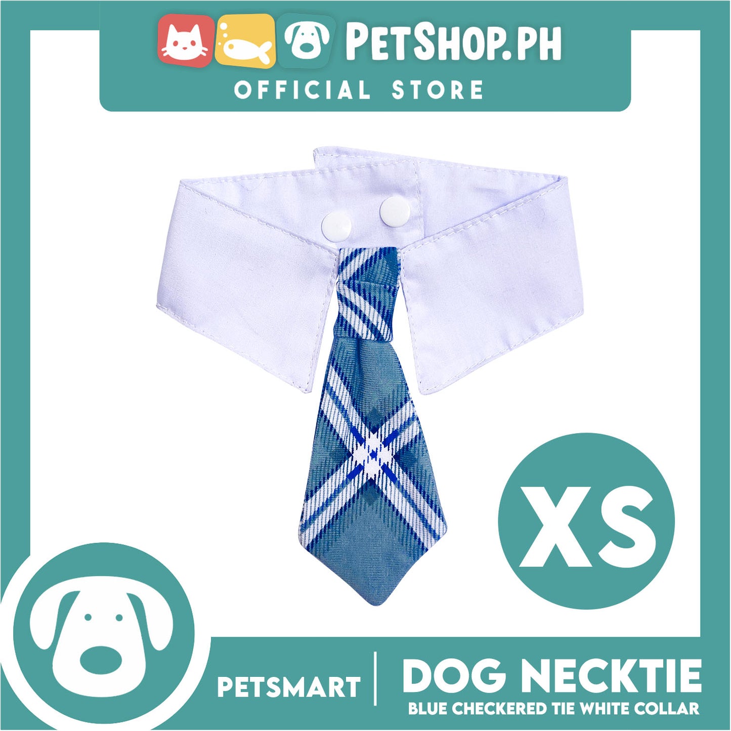 Pet Necktie Bandana Collar Scarf Blue Checkered Design DB-CTN31XS (XS) Perfect Fit For Dogs And Cats, Breathable, Soft Lightweight Pet Bandana Collar Scarf