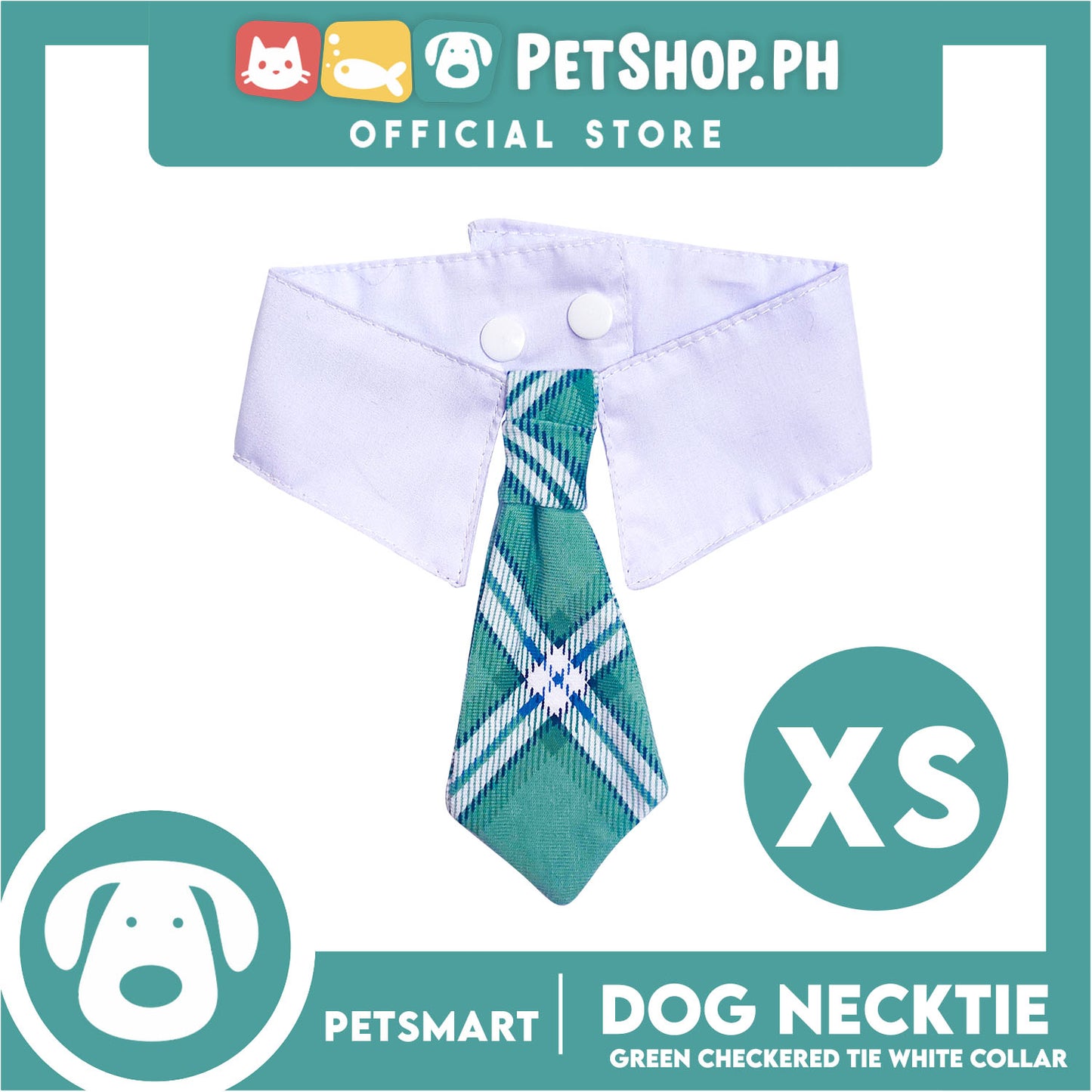 Pet Necktie Bandana Collar Scarf Green Checkered Design DB-CTN32XS (XS) Perfect Fit For Dogs And Cats, Breathable, Soft Lightweight Pet Bandana Collar Scarf