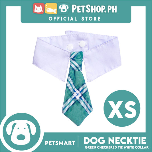 Pet Necktie Bandana Collar Scarf Green Checkered Design  DB-CTN32XS (XS) Perfect Fit For Dogs And Cats, Breathable, Soft Lightweight Pet Bandana Collar Scarf