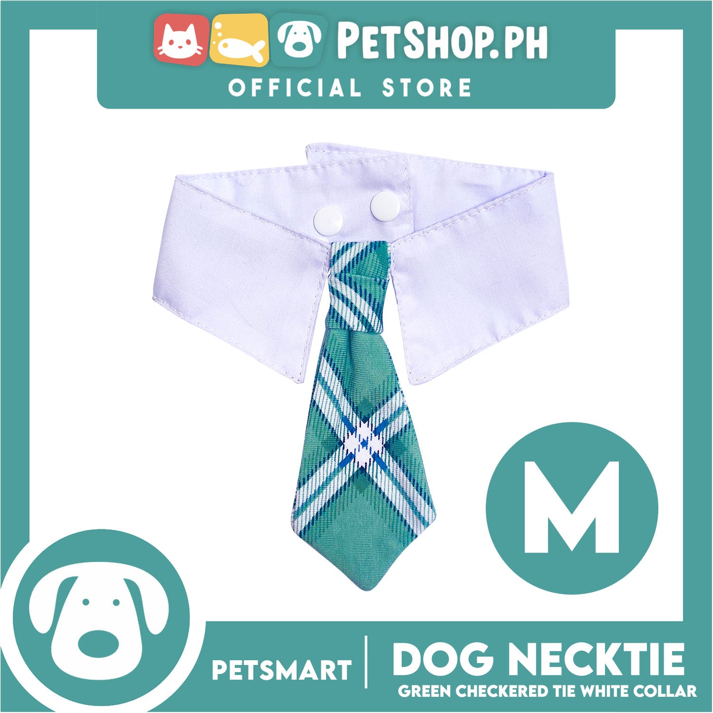 Pet Necktie Bandana Collar Scarf Green Chekered Design DB-CTN32M (Medium) Perfect Fit For Dogs And Cats, Breathable, Soft Lightweight Pet Bandana Collar Scarf