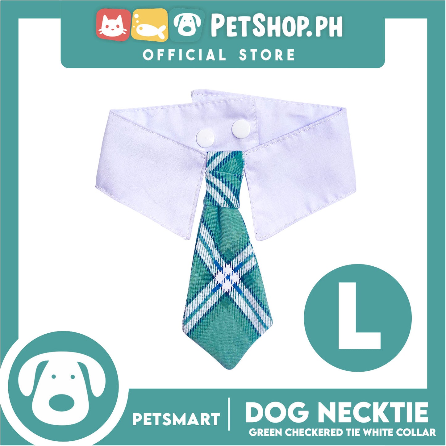 Pet Necktie Bandana Collar Scarf Green Checkered Design DB-CTN32L (Large) Perfect Fit For Dogs And Cats, Breathable, Soft Lightweight Pet Bandana Collar Scarf