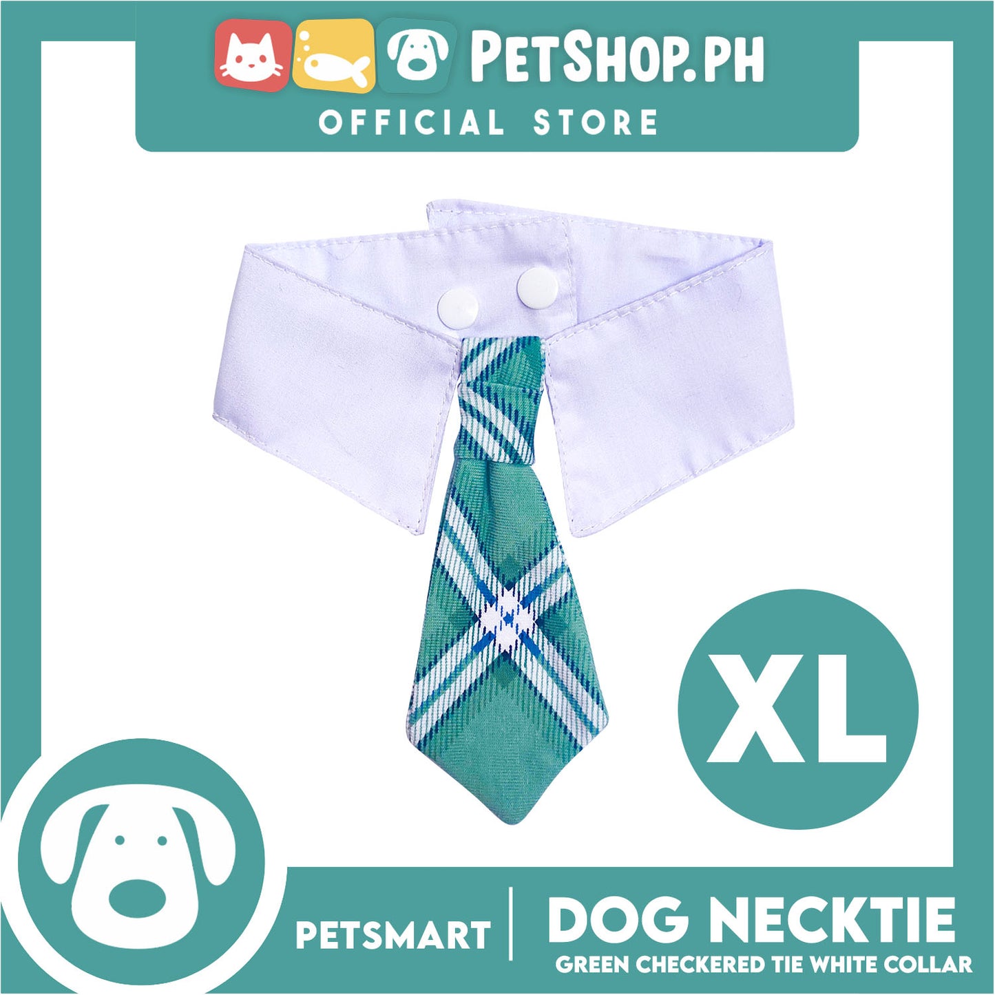 Pet Necktie Bandana Collar Scarf Green Checkered Design DB-CTN32XL (XL) Perfect Fit For Dogs And Cats, Breathable, Soft Lightweight Pet Bandana Collar Scarf